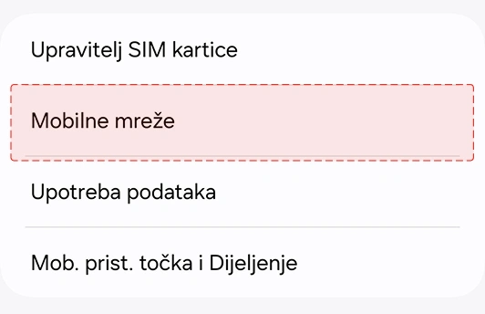 Postavi automatski odabir mreže - mobilne mreže