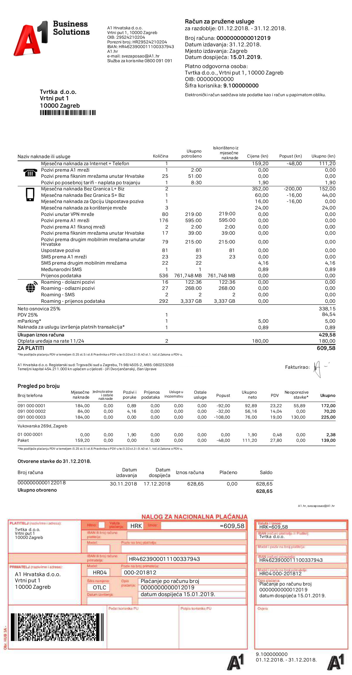Detaljni prikaz računa