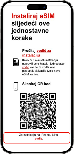 Otvori e-mail s podacima za aktivaciju eSIM-a i napravi snimku zaslona QR koda.