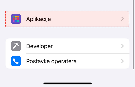 Ograniči aplikacije koje troše puno interneta (iOS) - U postavkama uređaja pronađi 'Aplikacije' i odaberi tu opciju