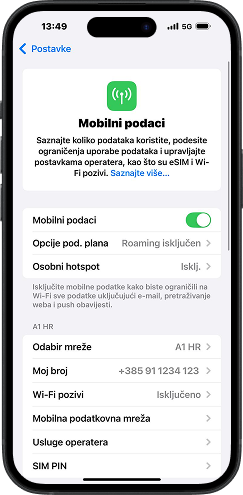 Uključi Osobni hotspot