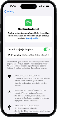 Uključi opciju Dozvoli spajanje drugima