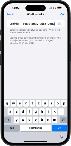 (Opcionalno) Promjeni lozinku za Wi-Fi