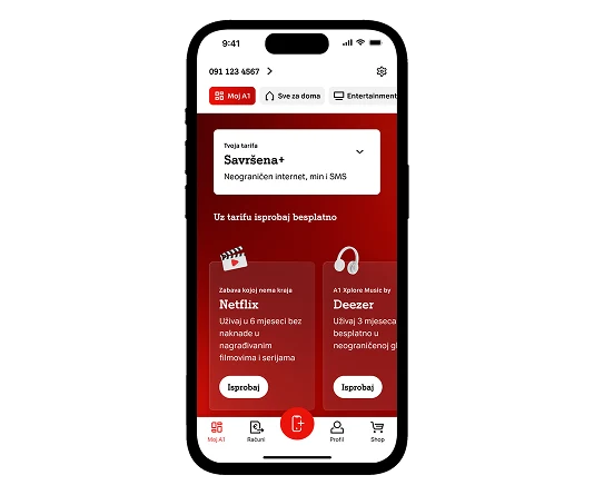 Moj A1 aplikacija na mobitelu